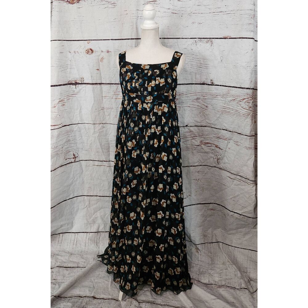Anna Sui 90's Look Silk Floral Empire Waist Dress Size 2